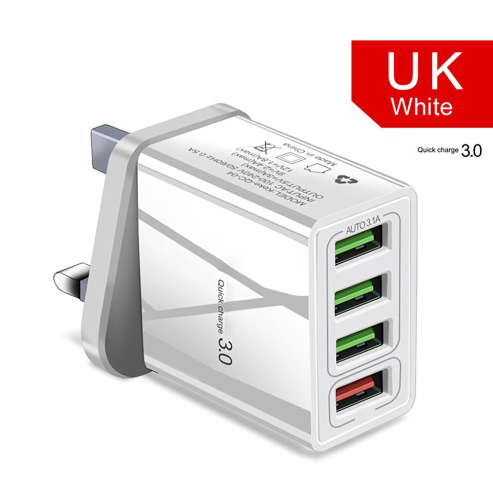 4-Port USB Wall Charger 3A – Illuminated Fast Charging Adapter