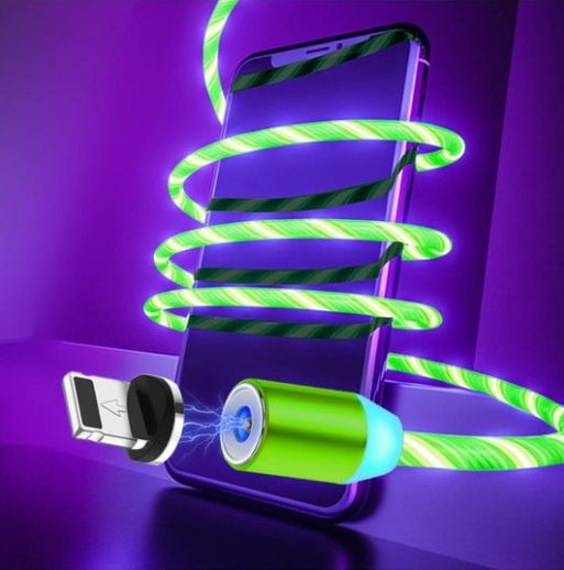Magnetic LED Flowing Light Charging Cable – For iPhone, Android & Type-C