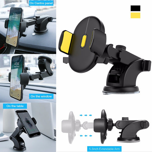 Telescopic Long Arm Car Phone Holder – Dashboard Suction Mount