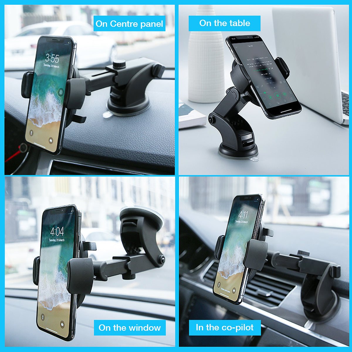 Telescopic Long Arm Car Phone Holder – Dashboard Suction Mount
